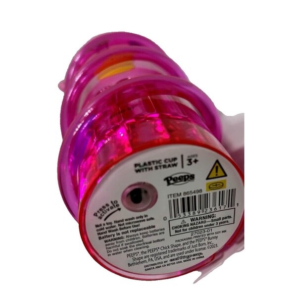 Kids Peeps Cup With Straw Light Up Activated Push Button Pink Colourful Bunnies - Picture 6 of 6